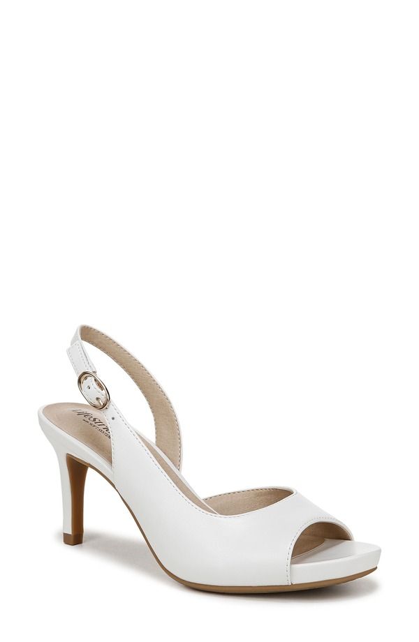 ライフストライド レディース シューズ ヒール LifeStride Teller Slingback Peep Toe Pump Wide Width Available White ホワイト