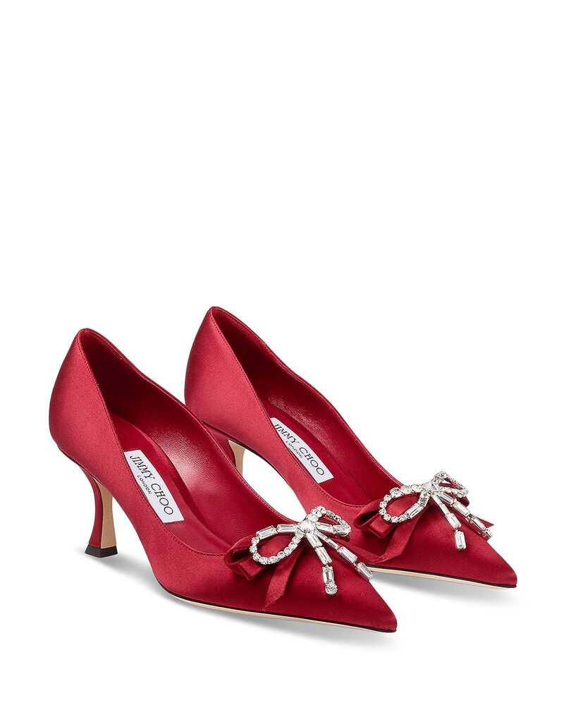 ジミーチュー レディース シューズ パンプス サテン Jimmy Choo Womens Auria 70 Satin Crystal Bow Pumps Ruby RedCrystal レッド 114,900円