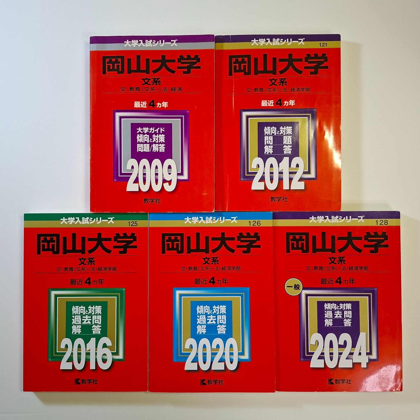 【44】【５冊】岡山大学　文系　書込みなし　2009 2012 2016 2020 2024　教学社　赤本
