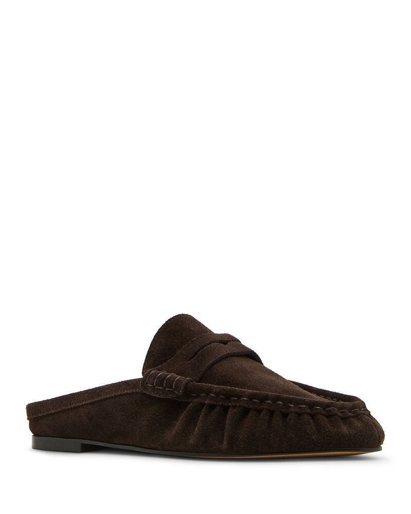 スティーブ マデン レディース シューズ サンダル ローファー STEVE MADDEN Womens Rafe Penny Loafer Mules Chocolate Brown Suede ブラウン