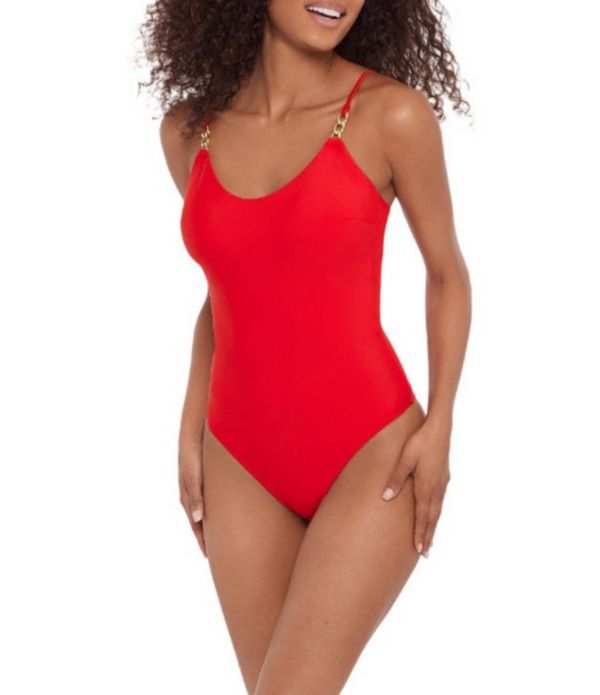 スティーブ マデン レディース トップス ワンピース Steve Madden Sleek N Chic Scoop Neck One Piece Swimsuit Cherry Red レッド