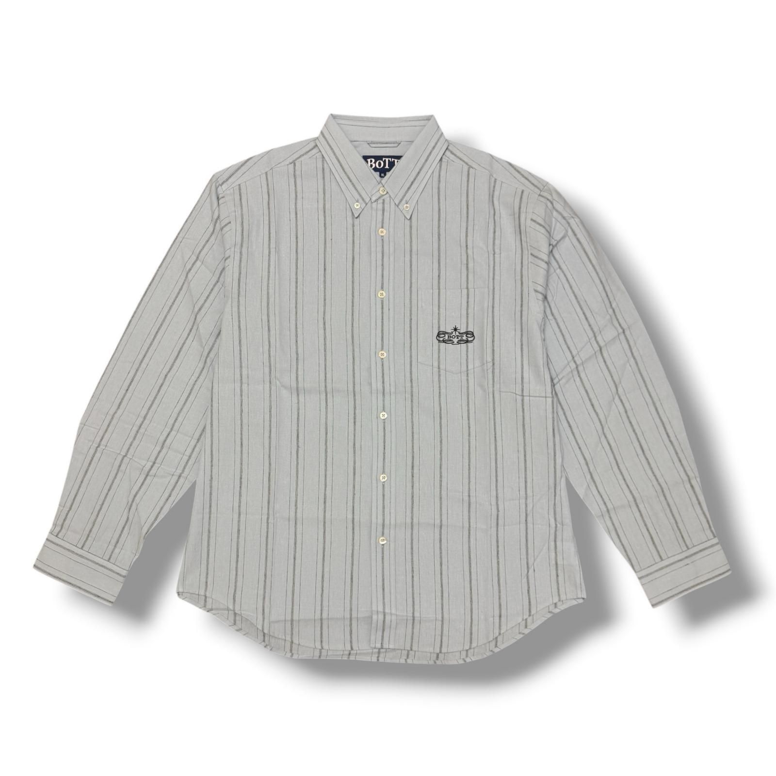 参考上代30800円 未使用 BoTT 25SS LIGHTWEIGHT STRIPE SHIRT ライトウェイトストライプシャツ ボット 251BoTT30 サックス系 XL （4324M）