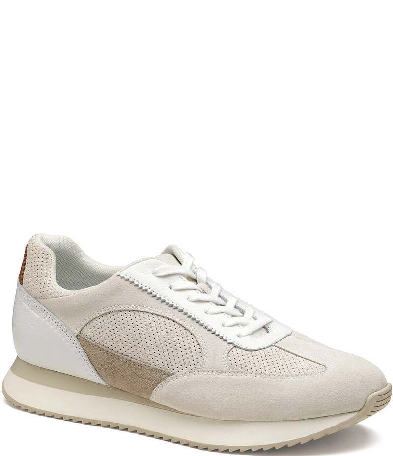 ジョンストンアンドマーフィー メンズ シューズ ドレスシューズ スニーカー スエード レザー Johnston Murphy Mens Chase Perfed TToe Suede and Leather Sneakers White ホワイト
