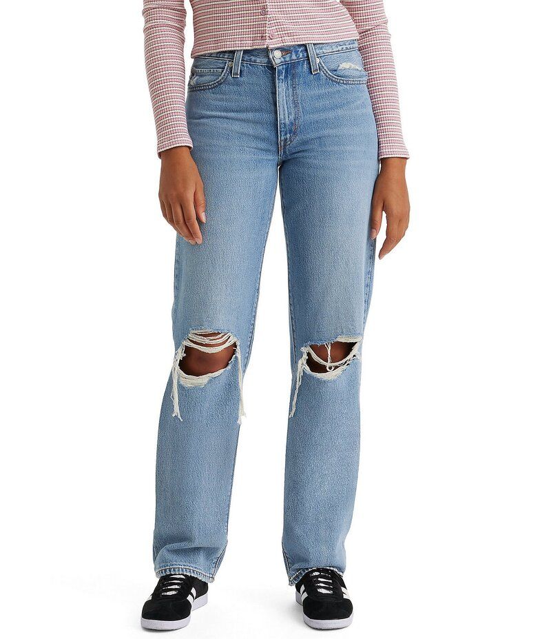 リーバイス レディース ボトムス デニムパンツ ジーンズ LevisR 94 Mid Rise Baggy Distressed Jeans Caution Hot