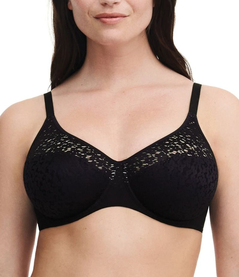 シャントル レディース アンダーウェア ブラジャー フラワー柄 Tシャツ レース フラワー Chantelle Norah Floral Stretch Lace Full Coverage TShirt Seamless Bra Black ブラック