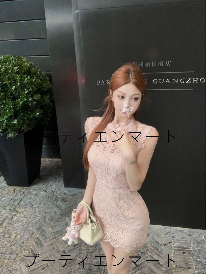 人気商品 繊細な総レース♪ミニタイトドレス★結婚式/パーティー★美しいシルエット