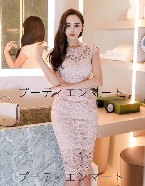 人気商品 ドレス レース ミディ丈 タイト パーティー/ラウンジ/クラブ セクシー 上品見え 華やか 高見え 体型カバー 脚長効果 写真映え お呼ばれ 二次会 同窓会 デートにも 旬トレンド