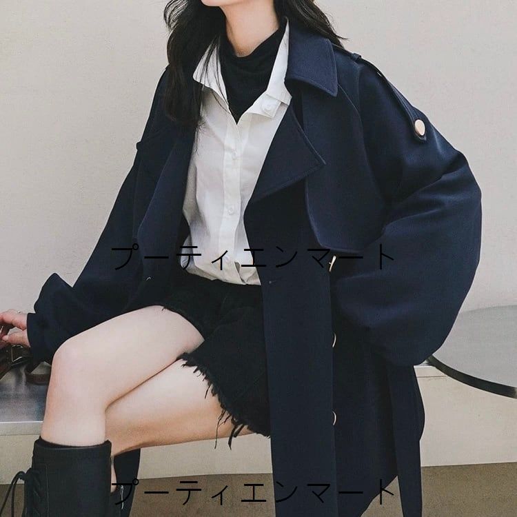 人気商品 大人可愛いボリュームスリーブトレンチコート レディース 春 コート ネイビー 紺 S M L XL XXL 人気商品 大人可愛いボリュームスリーブトレンチコート レディース 春 コート ネイビー 紺 S M L XL XXL