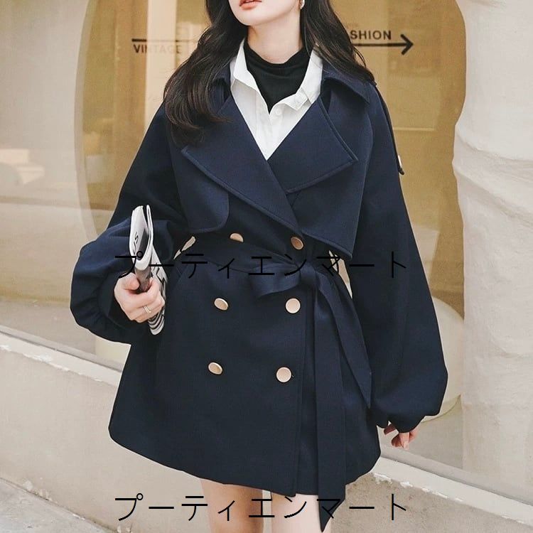 人気商品 大人可愛いボリュームスリーブトレンチコート レディース 春 コート ネイビー 紺 S M L XL XXL 人気商品 大人可愛いボリュームスリーブトレンチコート レディース 春 コート ネイビー 紺 S M L XL XXL