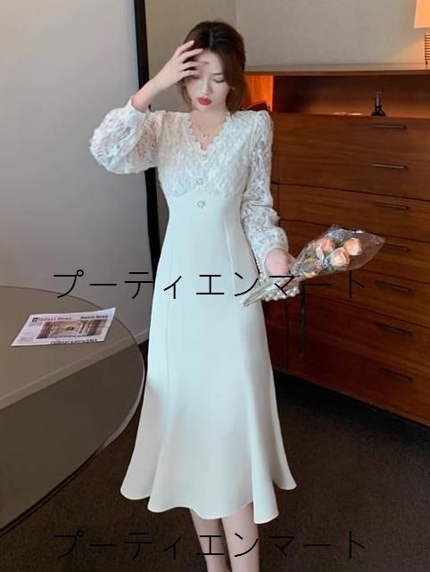 人気商品 イブニングドレス ひざ丈 花柄レース 上品 フィットアンドフレア 結婚式 二次会 同窓会 披露宴 パーティー 成人式 お呼ばれ 上品 裏地あり サイズ S M L XL