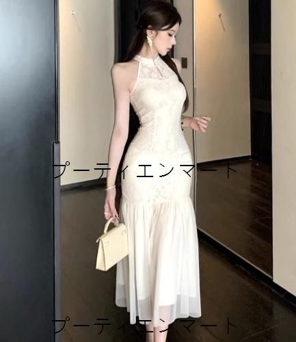 人気商品 ドレス レース ホルターネック ミディ丈 タイト ラウンジ セクシー 上品見え 華やか 高見え 体型カバー 脚長効果 写真映え お呼ばれ 二次会 同窓会 デートにも 旬トレンド