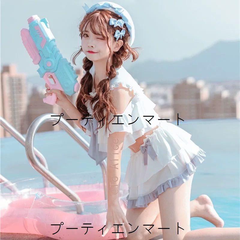 人気商品 セーラー 水着 セットアップ風 フリル リボン ビキニ ガーリー 可愛い ネイビー ホワイト マリン風 体型カバー ハイウエスト フェミニン コスプレ風 レディース 夏 海 プール インスタ映え　ブルー　ピンク　ネイビー　水色界隈　天使界隈