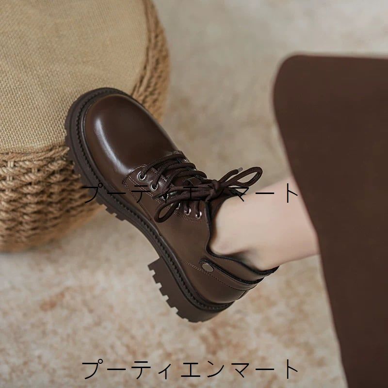 人気商品 レトロガーリー レースアップマーチンブーツ レディース ショートブーツ パンプス 茶色 ブラウン 秋冬 22 22.5 23 23.5 24 24.5 25