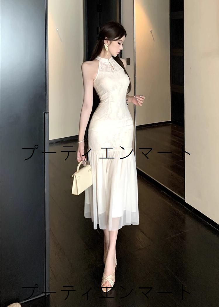 人気商品 ドレス レース ホルターネック ミディ丈 タイト ラウンジ セクシー 上品見え 華やか 高見え 体型カバー 脚長効果 写真映え お呼ばれ 二次会 同窓会 デートにも 旬トレンド
