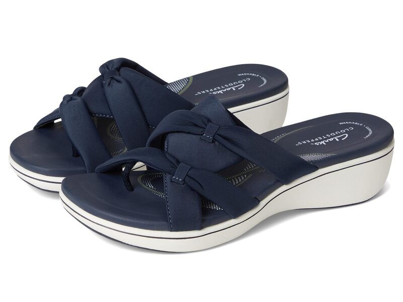 クラークス レディース シューズ ヒール Clarks Breeze Rae Cam Navy Textile ネイビー