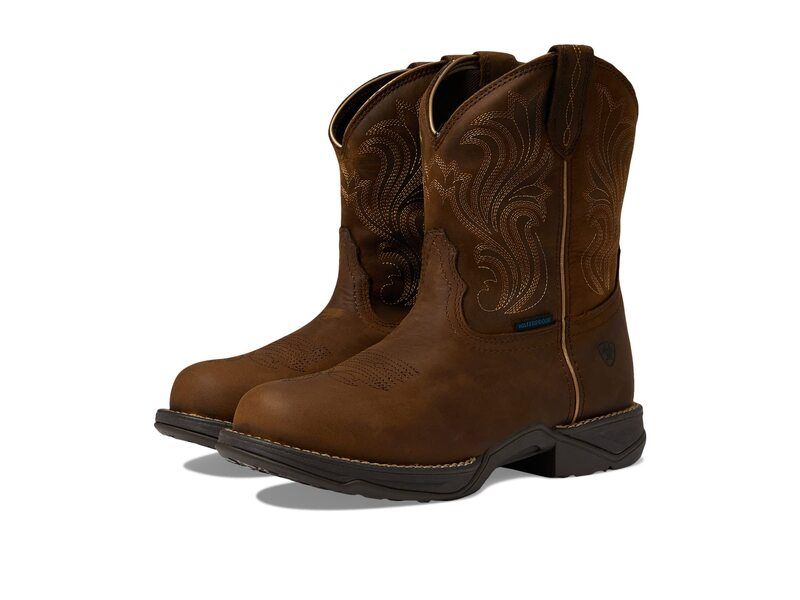 アリアト レディース シューズ ブーツ・レインブーツ Ariat Anthem Round Toe Shortie Waterproof Western Boot Glazed Brown ブラウン