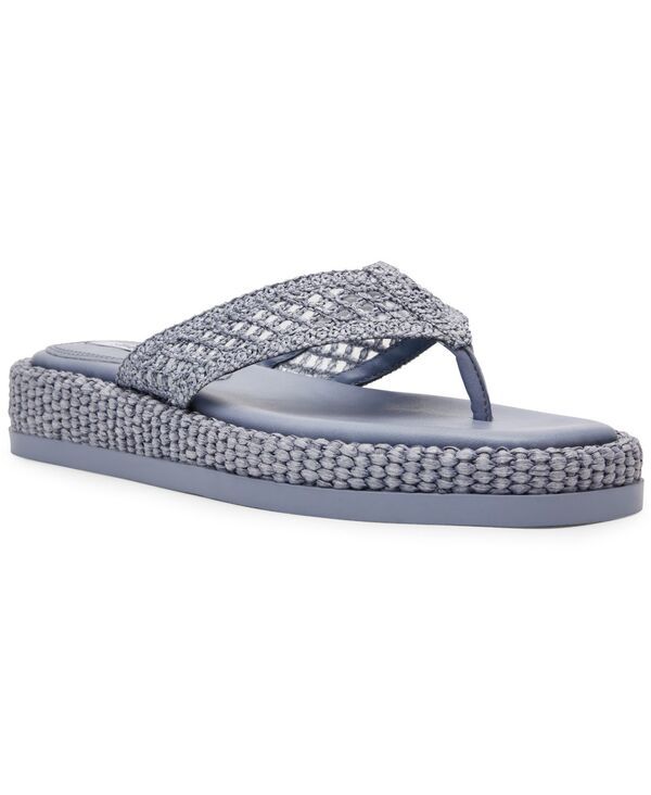 スティーブ マデン レディース シューズ スリッポン・ローファー サンダル Steve Madden Womens Bella Flatform SlipOn Thong Sandals Blue Raffia ブルー