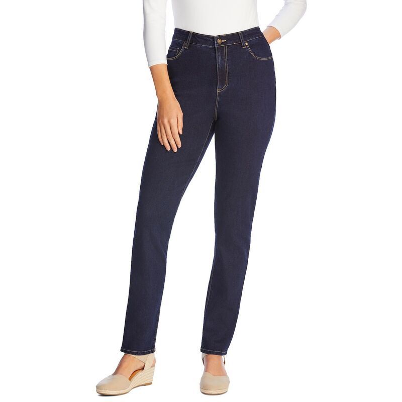 ウーマン ウィズイン レディース ボトムス デニムパンツ プラスサイズ プチ ジーンズ Woman Within Plusize Petite StraightLeg Stretch Comfort Denim FivePocket Jeans Indigo