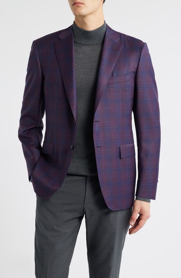 カナーリ メンズ アウター ジャケット・ブルゾン レギュラーフィット ウール コート Canali Siena Regular Fit Purple Shadow Check Wool Sport Coat Purple パープル