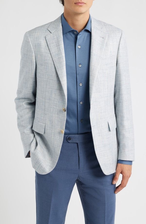 カナーリ メンズ アウター ジャケット・ブルゾン ウール シルク コート Canali Kei Trim Fit Light Blue Mlange Wool Silk Blend Sport Coat Light Blue ブルー