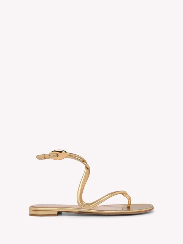 ジャンヴィト ロッシ レディース シューズ サンダル Gianvito Rossi Jungle Mamba Flat Sandals Metallic Gold Leather ゴールド