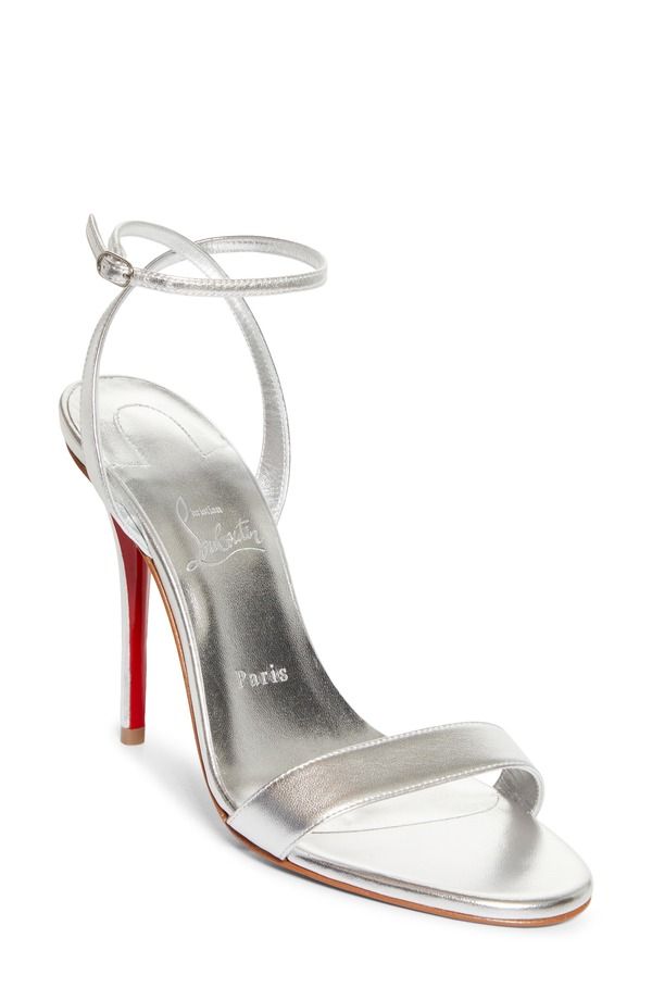 クリスチャン・ルブタン レディース シューズ サンダル トール アンクル Christian Louboutin Miss Z Metallic Ankle Strap Sandal Silver Silver シルバー