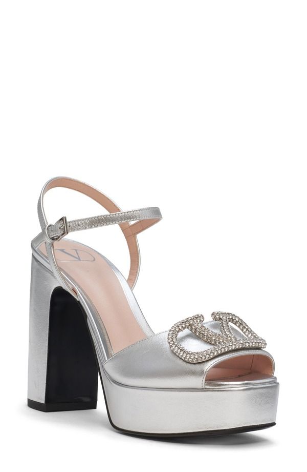 ヴァレンティノ レディース シューズ サンダル プラットフォーム トール ロゴ Valentino Garavani VLOGO Signature Metallic Platform Sandal Silver シルバー