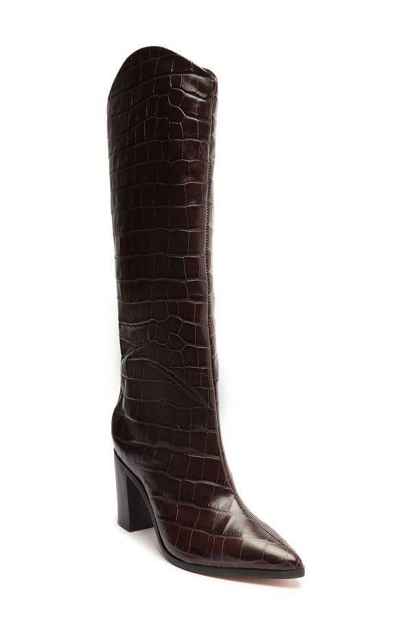 シュッツ レディース シューズ ブーツ・レインブーツ ヒール Schutz Maryana Pointed Toe Block Heel Knee High Boot Dark Chocolate チョコレート