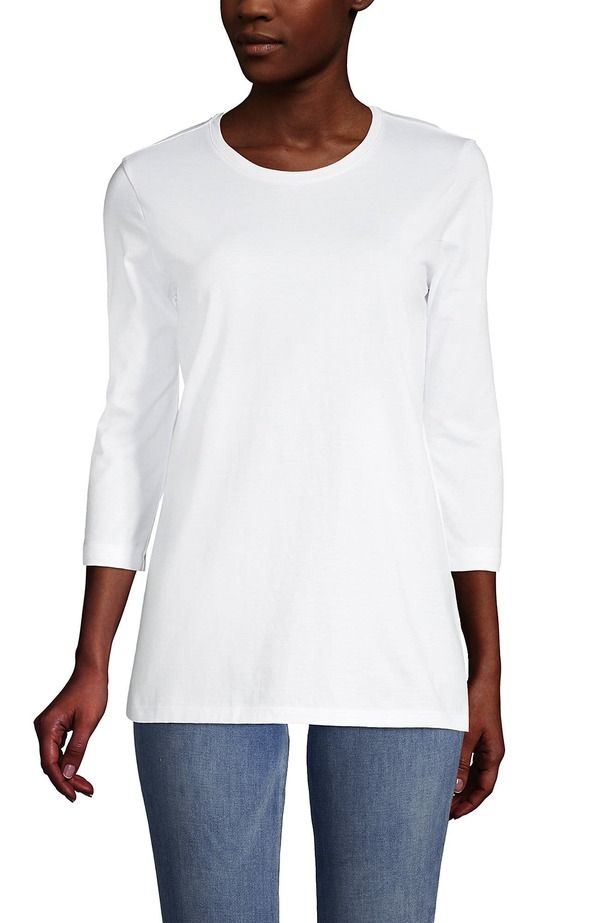 ランズエンド レディース トップス シャツ コットン Lands End 34 Sleeve Cotton Supima Tunic White ホワイト