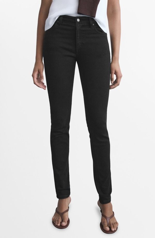 マンゴ レディース ボトムス デニムパンツ ジーンズ MANGO Mid Rise Skinny Jeans Black Denim ブラック