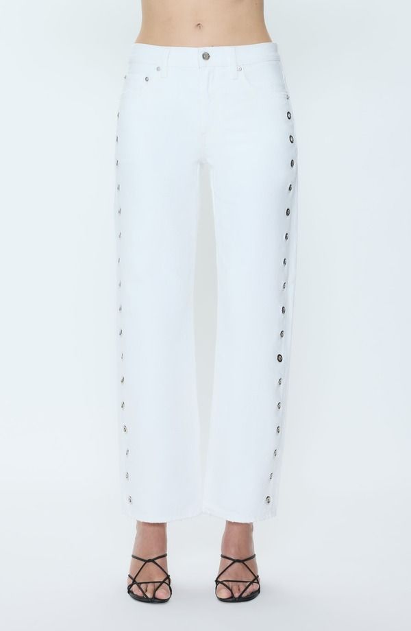 ピストーラ レディース ボトムス デニムパンツ ストレート ジーンズ Pistola Lexi Mid Rise Bowed Straight Leg Jeans Vivid White ホワイト