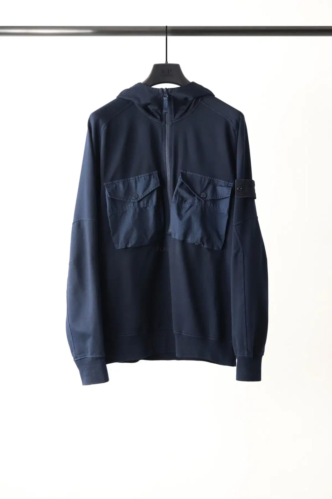 ストーンアイランド ゴーストピース ハーフジップアップ フーディー Tシャツ ネイビー L 出品