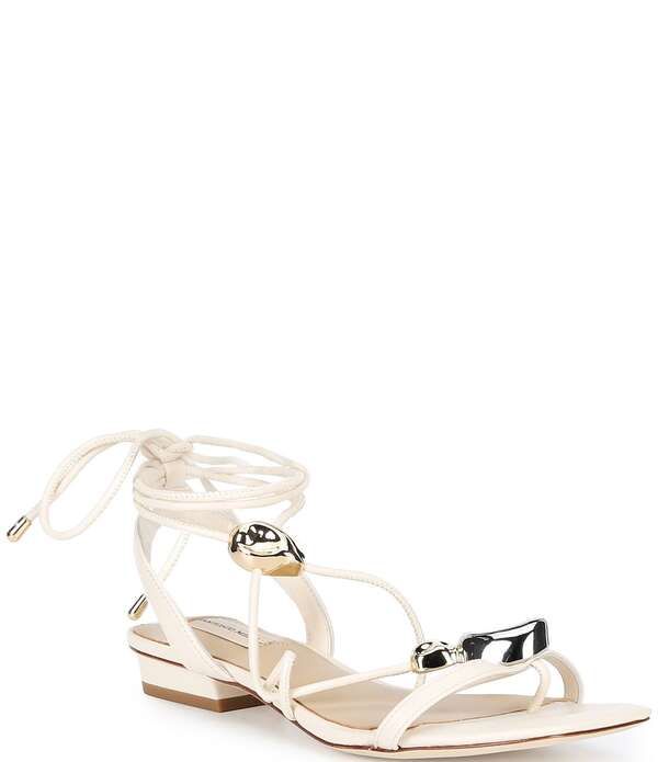 アントニオ メラーニ レディース シューズ サンダル レザー Antonio Melani Nova Leather Ornamented Strappy Flat Sandalsweet Cream クリーム