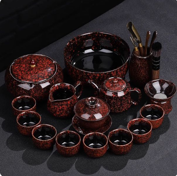 16点セットの工夫茶具セット、セラミック製の家庭用リビング茶釜、工夫茶カップ
