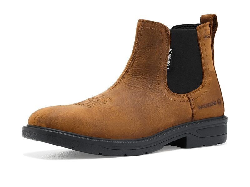 ウルヴァリン メンズ シューズ ブーツ・レインブーツ Tシャツ チェルシー Wolverine Rancher Level Chelsea Slipon Steeltoe Work Boot Sudan Brown ブラウン