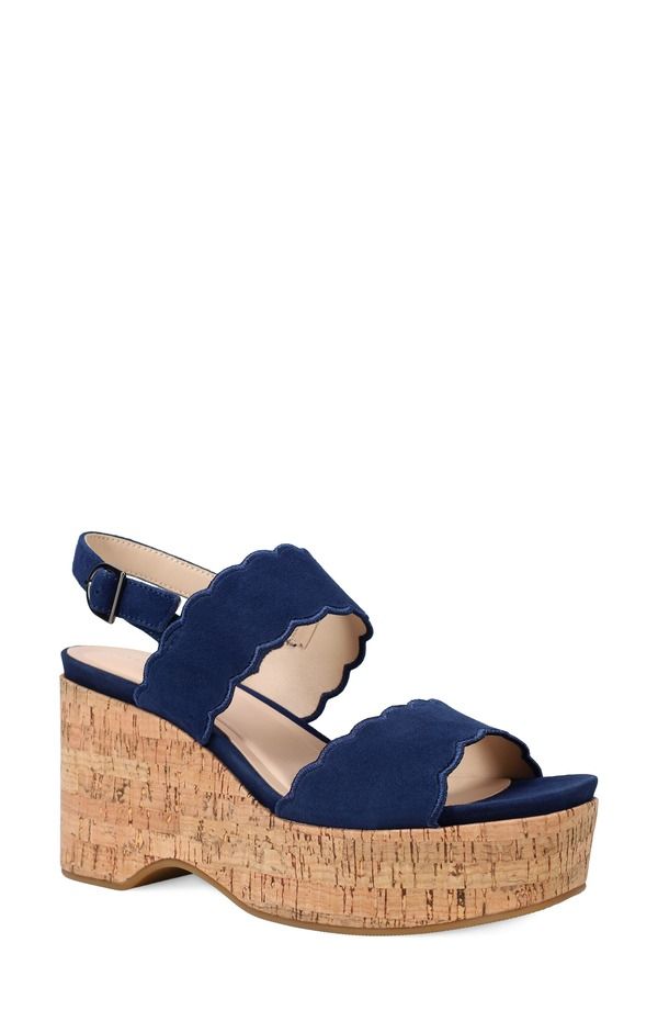 ペレモーダ レディース シューズ ヒール プラットフォーム サンダル Pelle Moda Cicel Slingback Platform Wedge Sandal Midnight