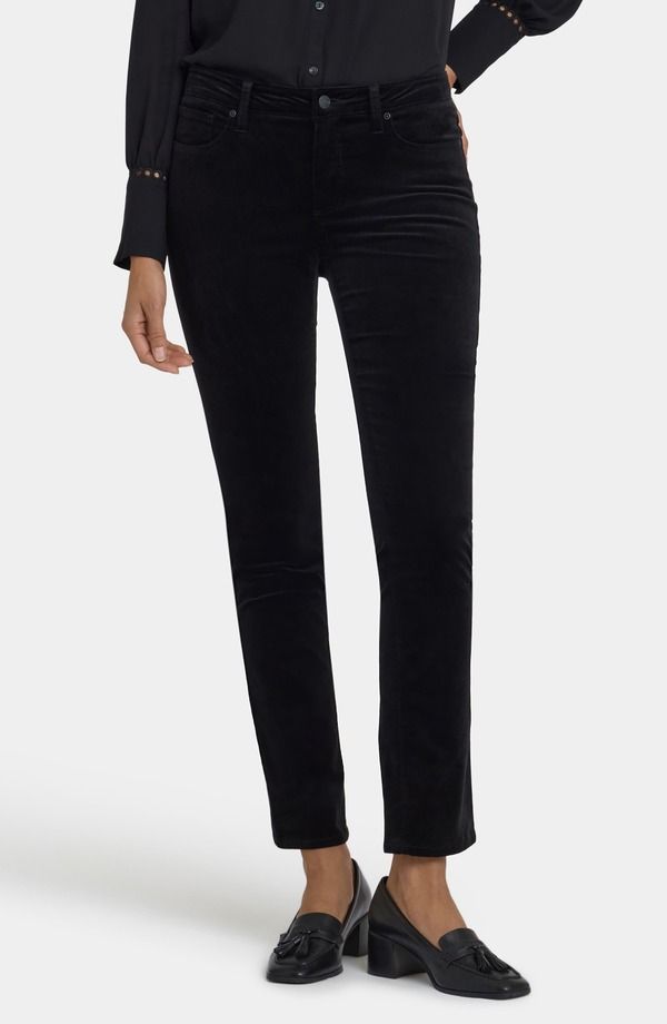 エヌワイディージェイ レディース ボトムス レギンスリムフィット パンツ ベルベット NYDJ Sheri Slim Fit Velvet Pants Black ブラック