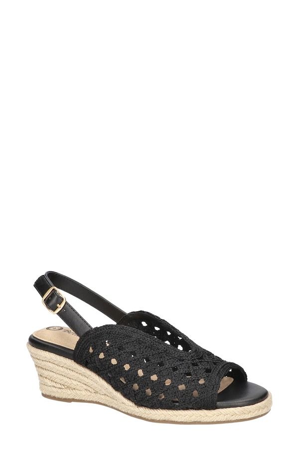 ベラヴィータ レディース シューズ ヒール サンダル Bella Vita Bethany Slingback Wedge Sandal Black Raffia ブラック