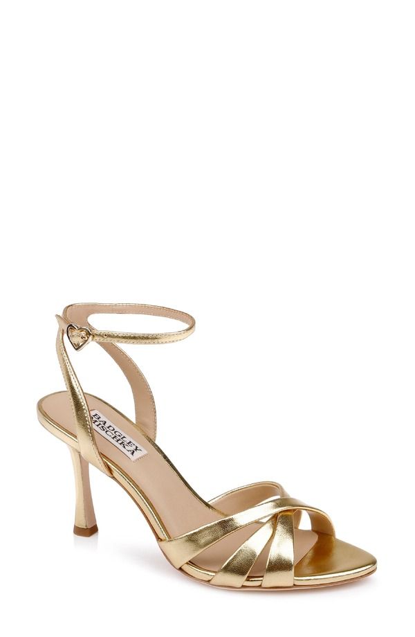 バッドグレイミッシカ レディース シューズ ヒール サンダル アンクル Badgley Mischka Collection Xeilani Ankle Strap Sandal Gold Leather ゴールド