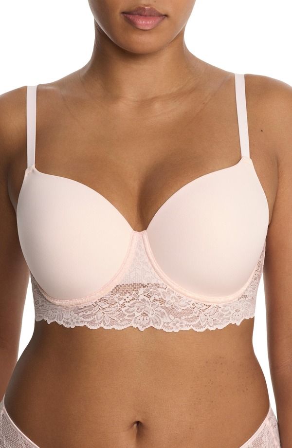 ナトリ レディース トップス Tシャツ レース Natori Heavenly Full Coverage Longline Lace TShirt Bra Whisper Pink ピンク