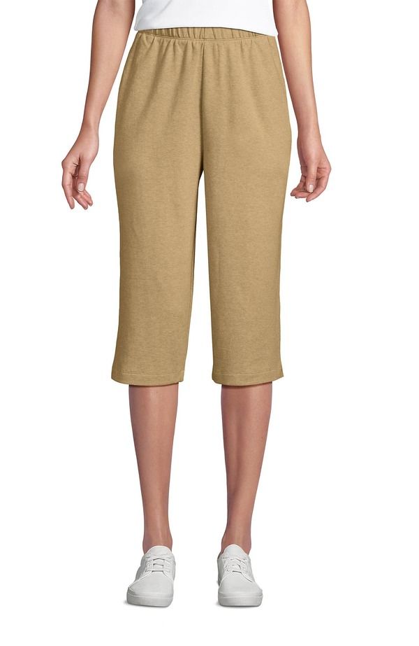 ランズエンド レディース ボトムス ハーフパンツ・ショーツ キャップ ニット Lands End Sport Knit High Riselastic Waist Capri Pants French Pecan Heather ヘザー