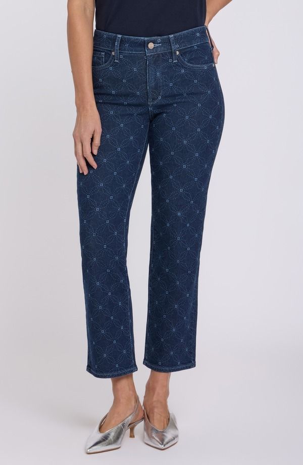 エヌワイディージェイ レディース ボトムス デニムパンツ ストレート アンクル ジーンズ NYDJ Marilyn Ankle Straight Leg Jeans Geo Flower Print