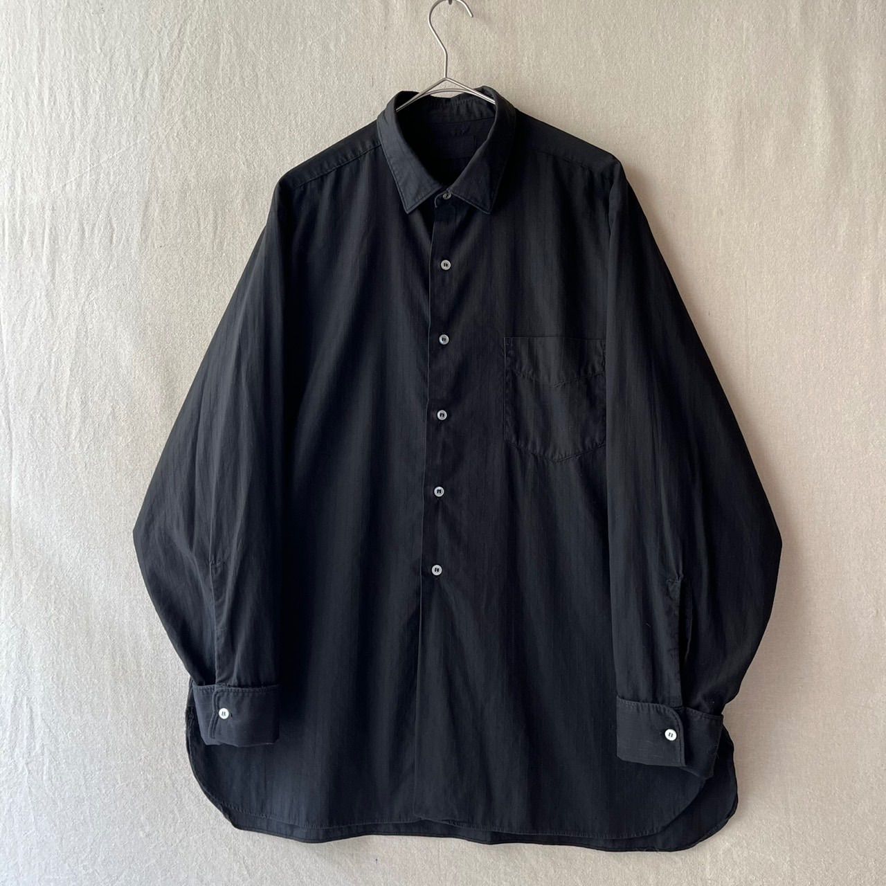 【後染め】カナダ製 60s 70s Vintage ドレス シャツ / コットン ブラック マチ USA ビンテージ T5-11011-9138