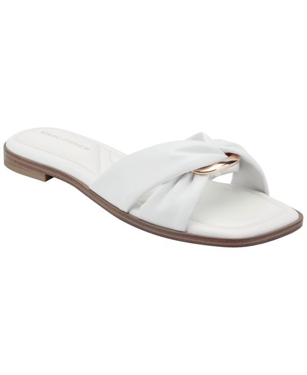 マークフィッシャー レディース シューズ スリッポン・ローファー サンダル Marc Fisher Womens Fida Flat SlipOn Sandals White ホワイト