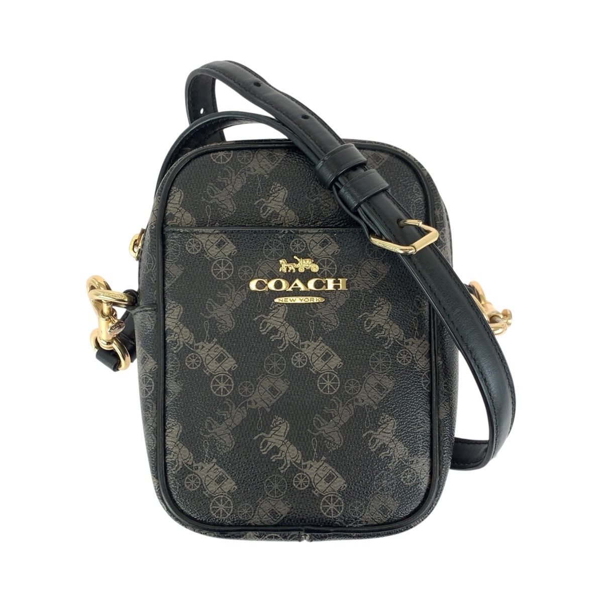 美品 COACH コーチ ホースアンドキャリッジ ブラック グレー ゴールド 