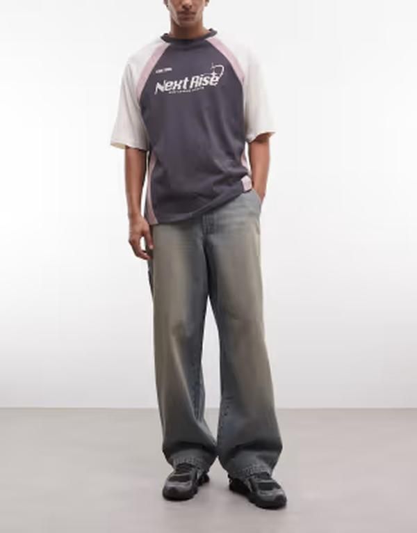 エイソス メンズ ボトムス デニムパンツ ジーンズ ASOS DESIGN baggy jeans in mid wash blue with tint Mid wash blue ブルー
