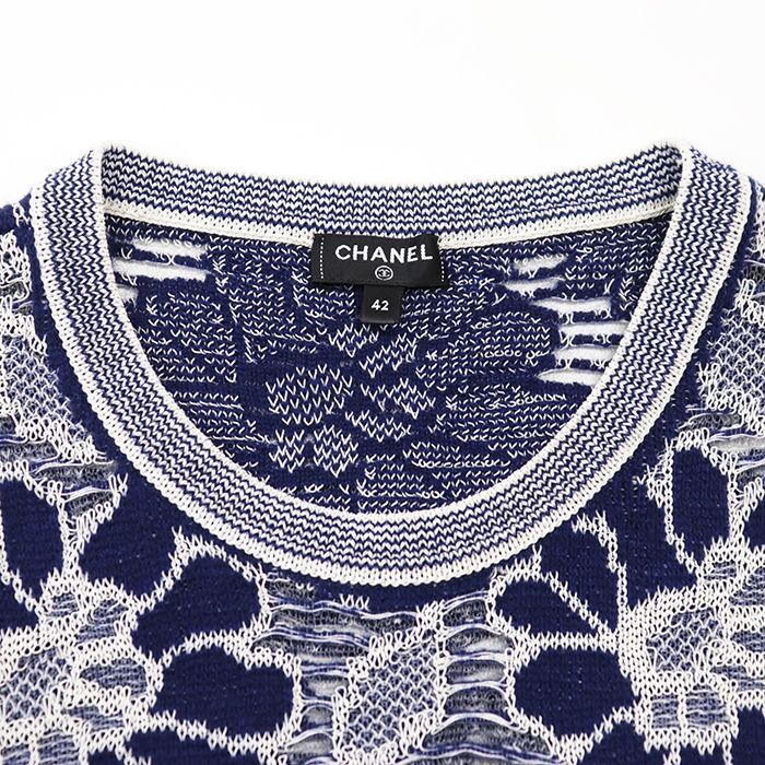 美品】CHANEL シャネル 半袖ニットワンピース サイズ 42 レディース