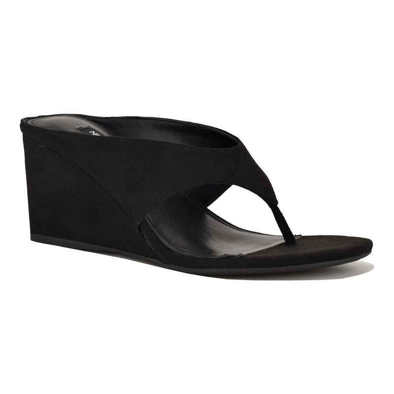 ナインウェスト レディース シューズ パンプス サンダル Nine West Jadde Womens Round Toe SlipOn Dress Wedge Sandals Black ブラック