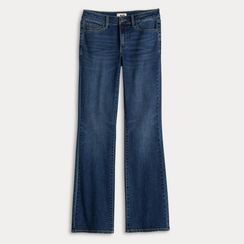 エスオー レディース ボトムス デニムパンツ ブーツカット ローライズ ブーツ ジーンズ Juniors SO Low Rise Bootcut Jeans Dark Destructed