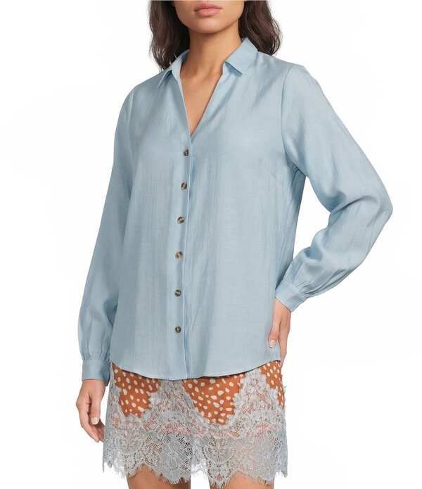 ネバーフリードレスド レディース トップス シャツ Never Fully Dressed Miley Collared Long Sleeve ButtonFront Shirt Blue ブルー